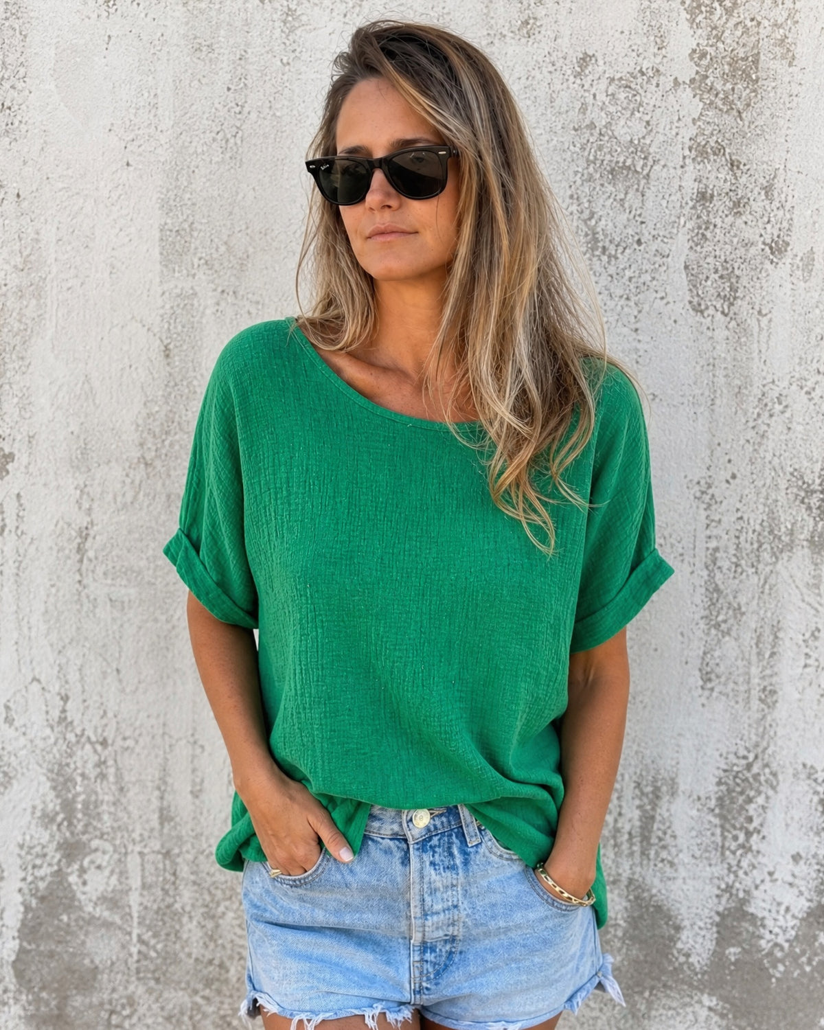 VERONA - Casual Boho Top - Green