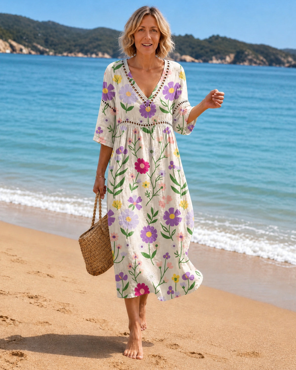 Vibrant Floral Beach Dress