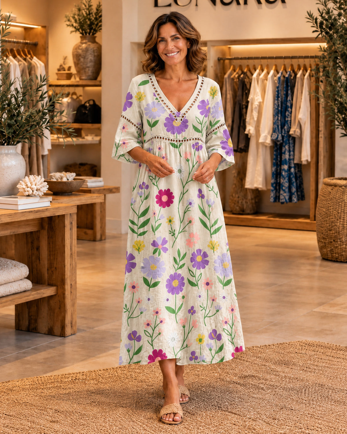 Vibrant Floral Beach Dress