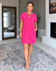 WAINE - Casual Dress with Pockets - Rose Red