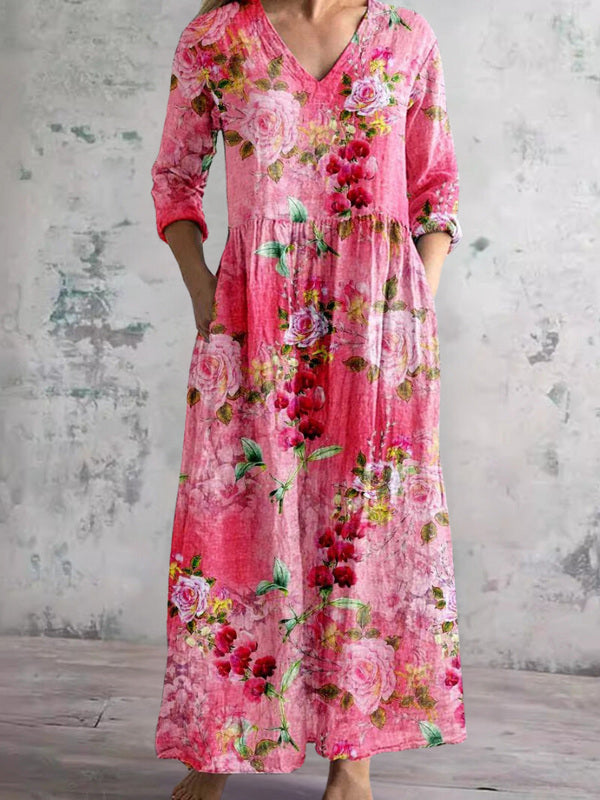 Wenda Pink Rose Maxi Dress