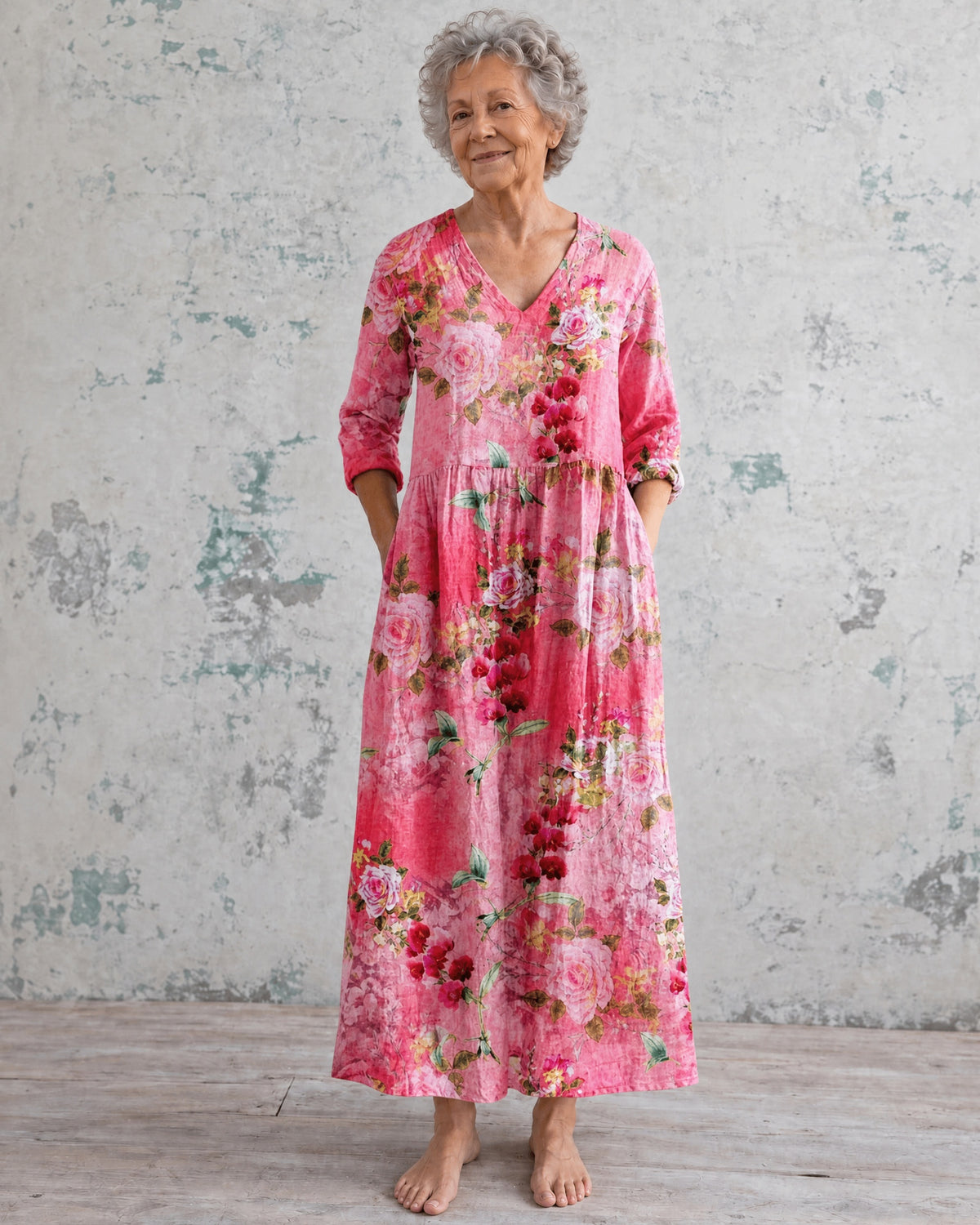 Wenda Pink Rose Maxi Dress