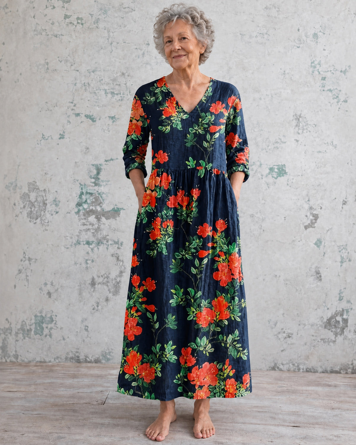Wendy Navy Rose Maxi Dress