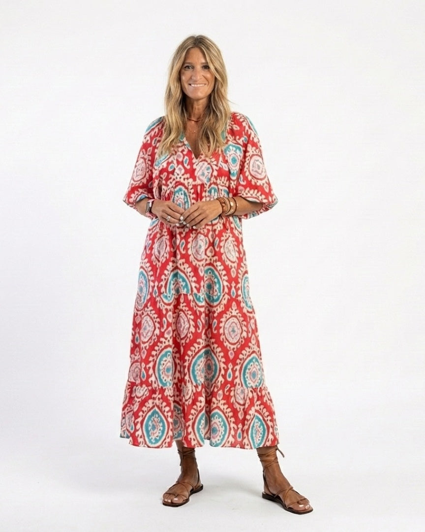 ZARIA - Paisley Print Midi Dress