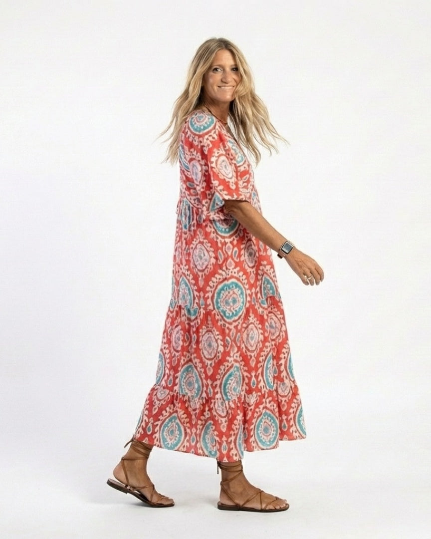 ZARIA - Paisley Print Midi Dress