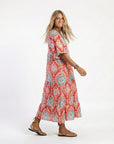 ZARIA - Paisley Print Midi Dress