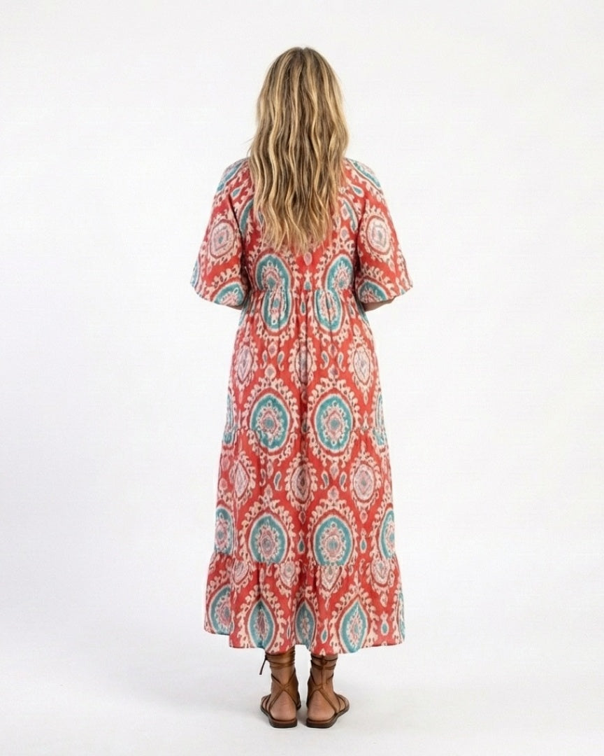 ZARIA - Paisley Print Midi Dress