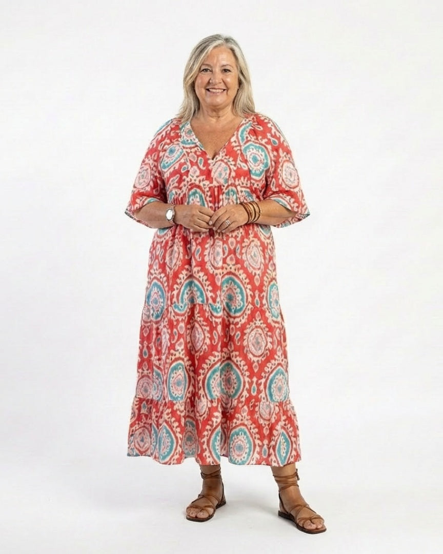 ZARIA - Paisley Print Midi Dress