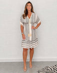 ZORO - Casual Printed V-Neck Dress - Black