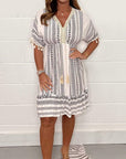 ZORO - Casual Printed V-Neck Dress - Black