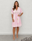 ZORO - Casual Printed V-Neck Dress - Pink